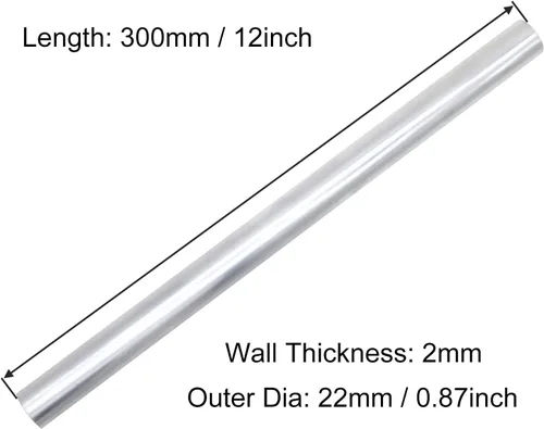 Miniatura 2 de Tubo redondo de aluminio 6063, 0.866 pulgadas de diámetro exterior de 0.079 in de grosor de pared de 11.811 in de longitud, tubo recto de metal sin