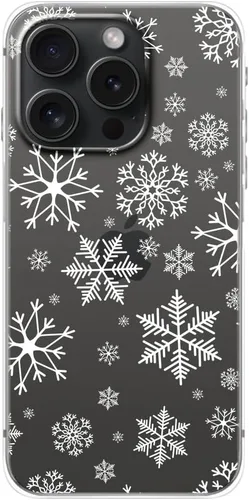 Miniatura 2 de Blingy's Funda para iPhone 15 Pro, bonito patrón de Navidad con diseño de copos de nieve de invierno, funda protectora transparente de TPU suave