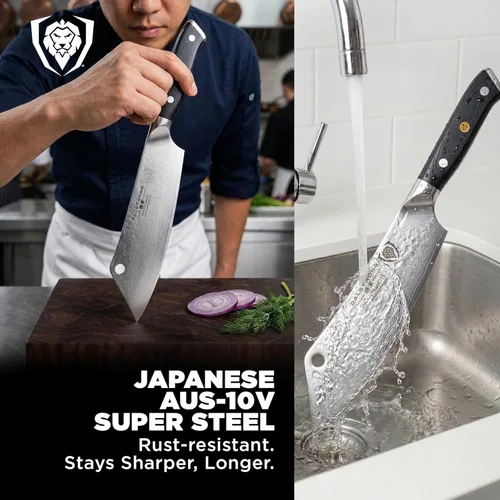 Miniatura 3 de DALSTRONG Cuchillo de chef híbrido y cuchillo de chef de 8 pulgadas, serie Shogun ELITE, The 'Crixus', cuchillo de cocina japonés AUS-10V Super