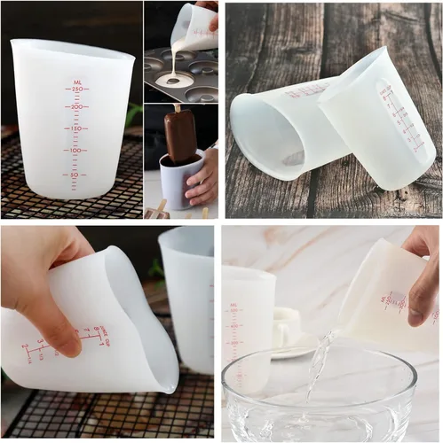 Miniatura 2 de W Wellshine Kit de herramientas de tazas medidoras de resina de silicona, tazas medidoras para resina epoxi, 4 palas mezcladoras de resina, Blanco