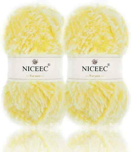 Miniatura 43 de NICEEC Hilo de Pelo Sintético Super Suave, Grueso y Esponjoso, Hilo de Pestañas para Crochet y Tejido (Longitud Total 192m/9.1kg) - Otoño/300g