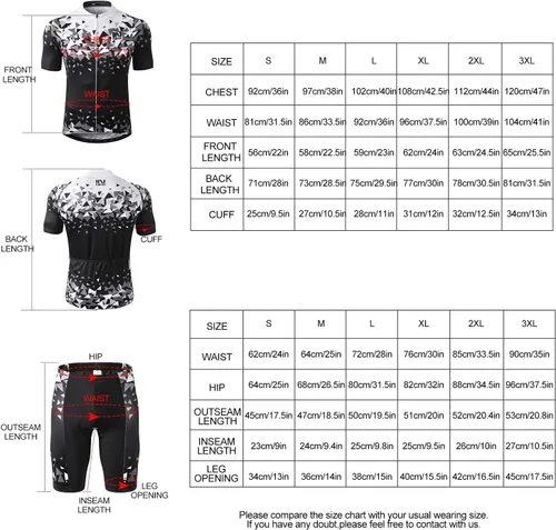 Miniatura 6 de INBIKE Conjunto de camiseta de ciclismo para hombre, camisa de ciclismo transpirable de manga corta con pantalones cortos acolchados