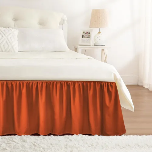 Miniatura 71 de Falda de cama RIMELA envoltura volante elástica que protege contra el polvo con color sólido, resistente a las arrugas y a la decoloración con Blanco
