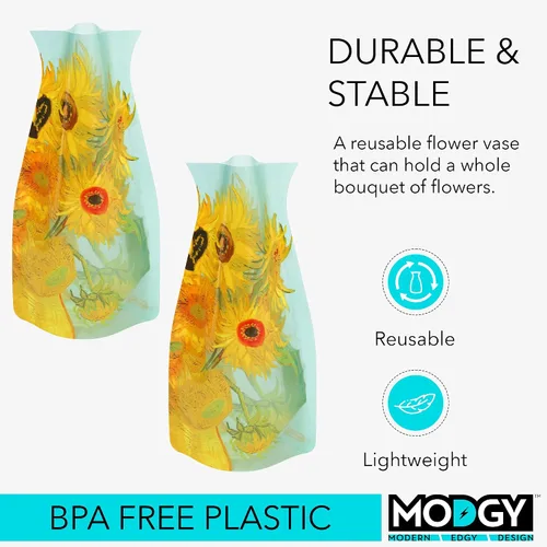 Miniatura 3 de MODGY Florero expandible, plástico decorativo moderno plegable impreso jarrones para centros de mesa para bodas, mesa de comedor, decoración