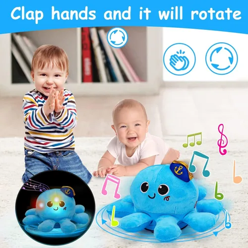 Miniatura 2 de Tsomtto Juguetes para bebés de 6 a 12 meses, peluche musical de pulpo, gateando, juguetes para caminar, con control de voz, juguete para bebés