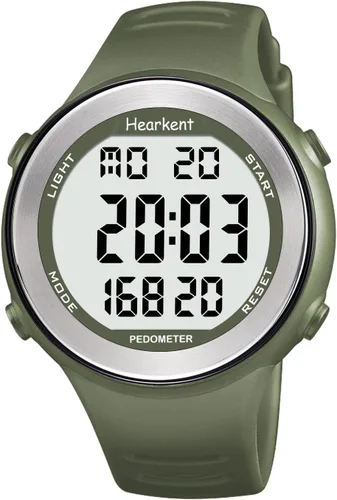 Miniatura 8 de Hearkent Reloj podómetro impermeable, sin aplicación con luz, pantalla digital, contador de pasos para calorías, segundos, pasos de alarma, reloj