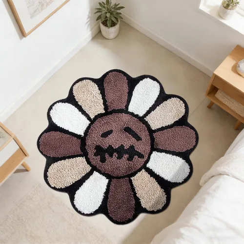 Miniatura 10 de Trippy - Alfombra de baño con diseño de flores, de 2 pies, gótica, negra, extra suave, absorbente de agua, de secado rápido, antideslizante, Negro