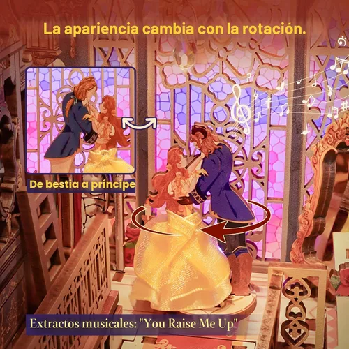Miniatura 3 de Tonecheer - Kit de manualidades para rincón de lectura DIY para adultos, rompecabezas de madera 3D en miniatura con libro de música, casa