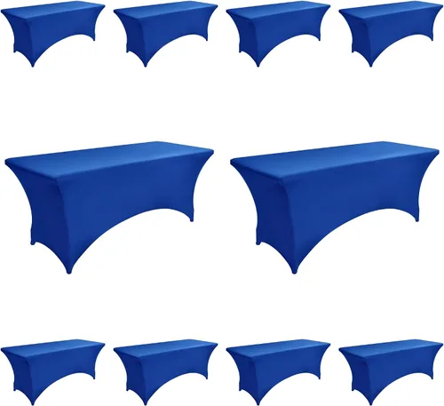 Miniatura 50 de Paquete de 2 Cubiertas de Mesa de Spandex de 4 pies para Mesas Plegables Rectangulares - Manteles Elásticos Ajustados Resistentes a las Arrugas