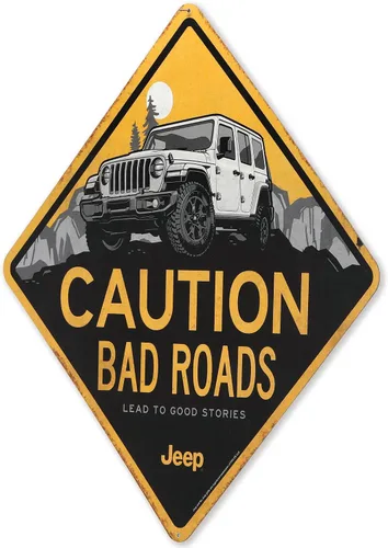 Miniatura 2 de Jeep Caution Bad Roads - Letrero de metal con forma de diamante para garaje, tienda o cueva de hombre Amarillo