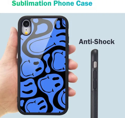 Miniatura 6 de Compatible con iPhone 7/8/SE 2020, cubierta trasera dura con patrón de arte divertido azul divertido lindo para mujeres y niños