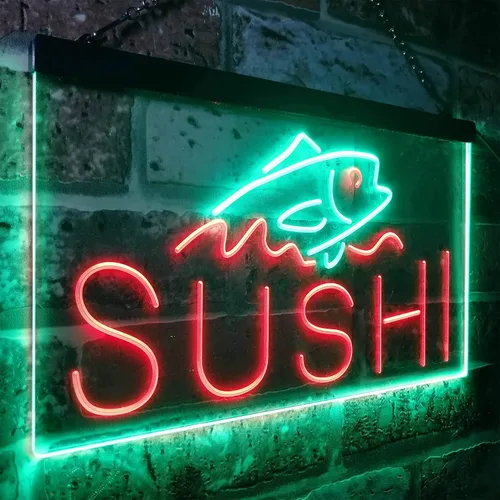 Miniatura 42 de ADVPRO Sushi Fish Sashimi Restaurant - Letrero de neón LED de doble color, azul y rojo, 12 x 8.5 pulgadas, st6s32-i3334-br