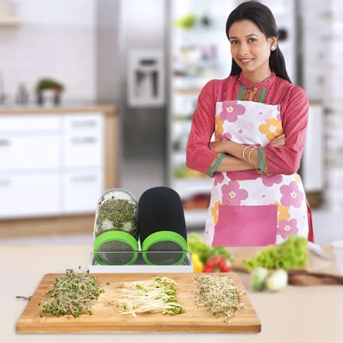 Miniatura 7 de Kit de tarro de germinación de semillas con tarros Mason de boca ancha, tapas de brotes de pantalla de acero inoxidable de alta calidad, mangas