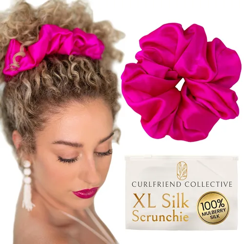 Miniatura 11 de Coleteros de seda para mujeres con moño – Coleteros de seda de morera extragrandes – Coleteros sin daños extra grandes para cabello rizado, grueso