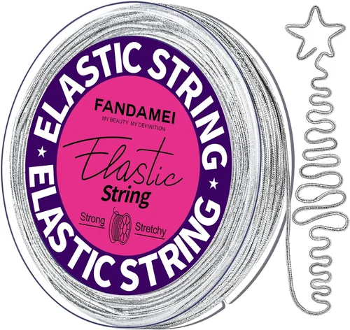 Miniatura 8 de FANDAMEI Hilo elástico metálico de 1.2mm, cordón dorado elástico para hacer joyas de regalo artesanal, cordones elásticos para trenzas de cabello