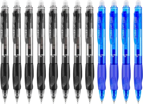 Miniatura 11 de Paquete de 12 bolígrafos de gel borrables Clicker, punta fina (0.020 pulgadas), tinta negra con borrador, hace que desaparezcan los errores, agarre