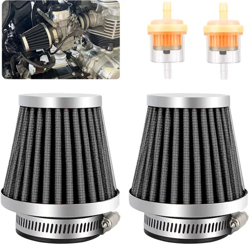 smseace 2 filtros de aire de motocicleta de 1.969 in con 2 filtros de combustible de 3/16 pulgadas de repuesto para 70 cc, 100 cc, 110 cc, 125 cc,