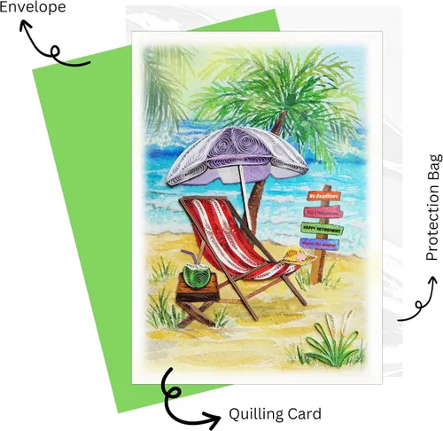 Miniatura 6 de Tarjeta de feliz jubilación, tarjeta de felicitación para compañero de trabajo, tarjeta de felicitaciones, graduación, temática de playa, arte