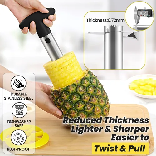Miniatura 3 de CUNSENR Herramienta de descorazonador y rebanador de piña de alta calidad, cortador de piña con puntas dentadas afiladas, fácil de usar y limpiar