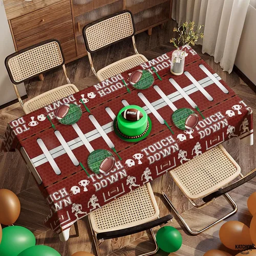 Miniatura 4 de KatchOn, XtraLarge - Mantel de fútbol – Paquete de 3 Decoraciones de fiesta de fútbol Mantel de campo de fútbol marrón Mantel de touchdown