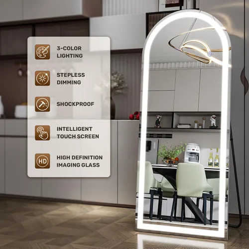 Miniatura 4 de Easly Espejo de longitud completa de 26x68 pulgadas con luces, espejo de pie LED iluminado, colgante de longitud completa con soporte, espejo