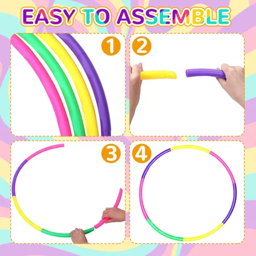 Miniatura 5 de Sratte 12 piezas de aro de juguete para niños, aro de juguete desmontable ajustable, aro de ejercicio de colores, anillo de ejercicio de plástico
