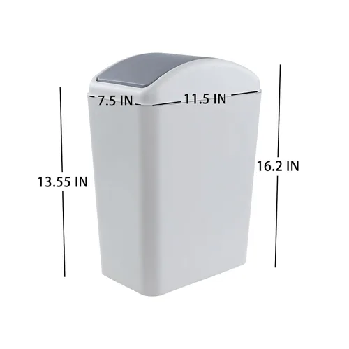 Miniatura 2 de 3 paquetes de basura de plástico de 4.5 galones con tapa abatible superior, cubo de basura para cocina, dormitorio, baño, color gris