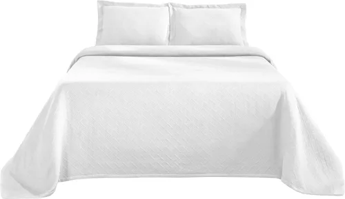 Miniatura 2 de Superior colcha con tejido en cesta 100% algodón con fundas de almohada, ropa de cama de algodón matelasse jacquard de primera calidad para todas