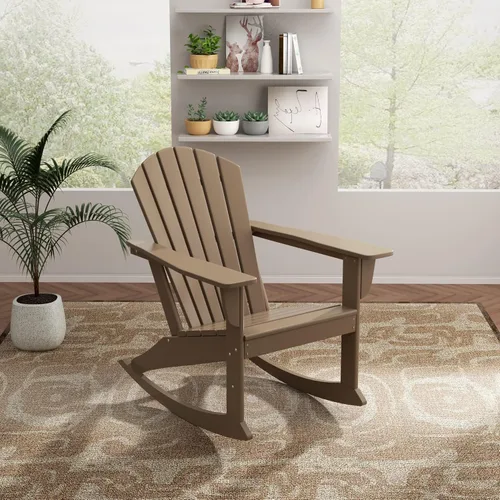 Miniatura 37 de WO Home Furniture Silla Mecedora de Patio al Aire Libre Tradicional HDPE Resistente a los Rayos UV (Negro)