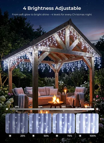 Miniatura 3 de Luces de Navidad de carámbano para exteriores, 40 pies, 432 LED, impermeables, para exteriores, 8 modos de iluminación, con control remoto