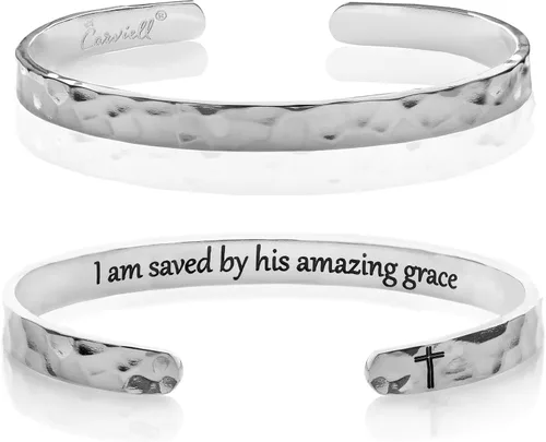 Miniatura 65 de Carviell Pulseras grabadas para mujer, inspiradoras, amistad, amor, mamá, hija, hermana, cristiana, graduación, conmemoración y regalos de boda, más