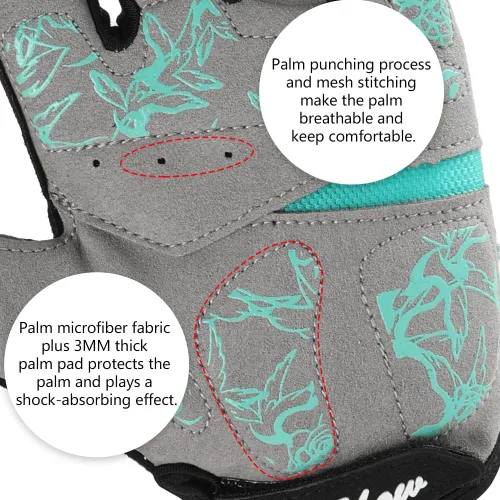 Miniatura 5 de DuShow Guantes de ciclismo para mujer, guantes acolchados de gel de medio dedo para mujer, ciclismo, montaña, carretera, bicicleta, sin dedos
