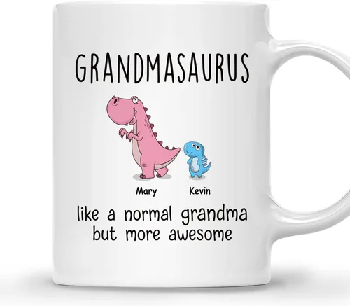 Miniatura 28 de Gossby Taza personalizada (1 niño) AUNTASAURUS Like a Normal Aunt but More Awesome - Taza de café para la abuela de parte de la nieta, nieto