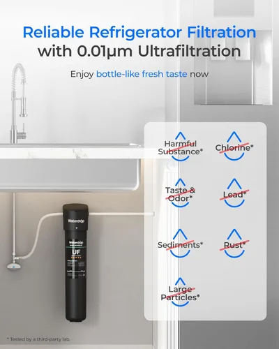 Miniatura 2 de Waterdrop 15UC-UF - Filtro de agua en línea de 0.01 μm para refrigerador, 2 años, filtro de agua en línea para máquina de hielo, ideal para máquina
