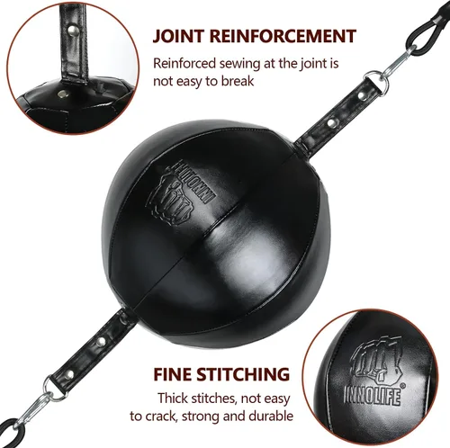 Miniatura 4 de InnoLife Kit de saco de boxeo de doble extremo con bola de perforación, kit de reacción de velocidad con cordones elásticos, perfecto