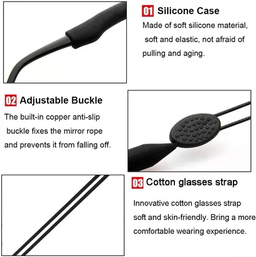 Miniatura 4 de Junsika Correa ajustable sin cola para gafas para hombres, mujeres, niños, deportes, gafas de sol, correa de soporte