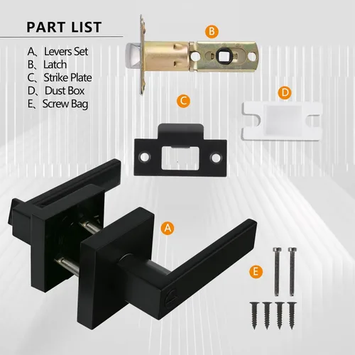 Miniatura 5 de NEWBANG Manija de palanca de puerta sólida con acabado negro mate