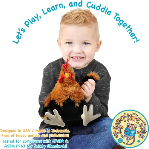 Miniatura 2 de TigerHart Riley The Rooster - Peluche de pollo de 8 pulgadas
