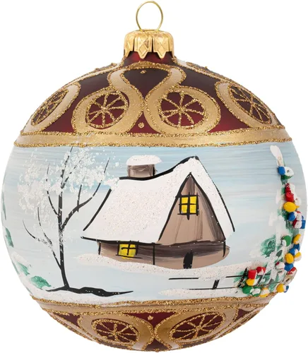 Miniatura 18 de Adorno de Navidad de Polish Gallery, Explosión Invernal, Bola de Vidrio Soplado (Oro, 6-pulgadas Ø/150mm)