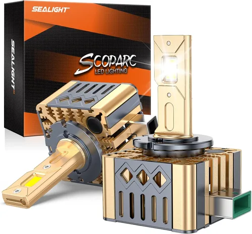 Miniatura 11 de SEALIGHT Bombillas D2S, 45000 lúmenes, 6500 K, luz blanca de repuesto 85122 66240 66040 66240CBI D2R, ventilador de refrigeración Plug and Play