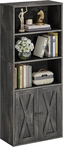 IRONCK Estanterías y librerías industriales con puertas de 11.8 pulgadas de profundidad, estanterías de pie con 5 niveles de almacenamiento, muebles
