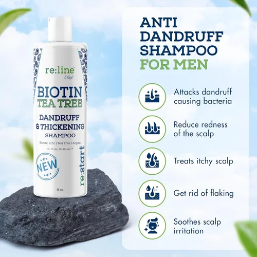Miniatura 4 de Champú anticaspa para hombres, champú de aceite de árbol de té y zinc para caspa y adelgazamiento del cabello (8 onzas)