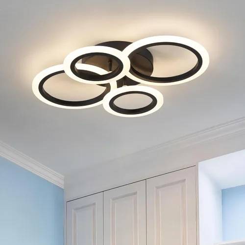 Miniatura 9 de Shine LUEST Lámpara de techo LED moderna de 34 W, 3000 K-6000 K regulable, accesorios de iluminación de techo para montaje en techo, 4 anillos