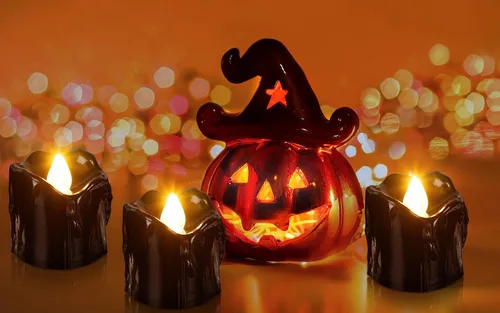 Miniatura 8 de 24 velas de decoración de Halloween para interiores, velas de té negra: velas LED sin llama, funciona con pilas, decoración de mesa con telarañas