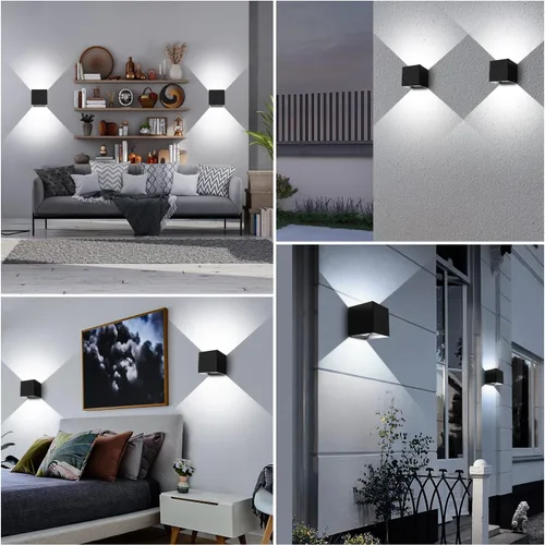 Miniatura 7 de Juyace Aplique LED de 20 W 6000 K para pared arriba y abajo, iluminación exterior, sin fotocélulas, con ángulo ajustable, cuadrado, 4.7 pulgadas