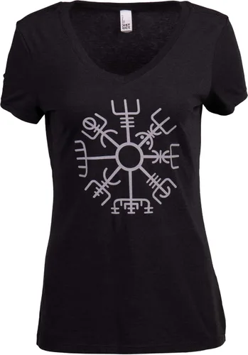 Vegvisir Camiseta de mujer con brújula nórdica vikinga brújula nórdica germánica islandesa con símbolo mágico pagano