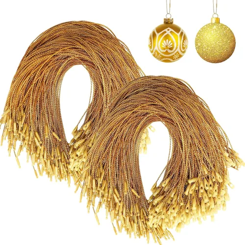 Miniatura 12 de JUNEBRUSHS 600 ganchos para adornos de Navidad, ganchos para adornos con cuerda de adorno a presión para árbol de Navidad, fiestas, decoraciones Oro