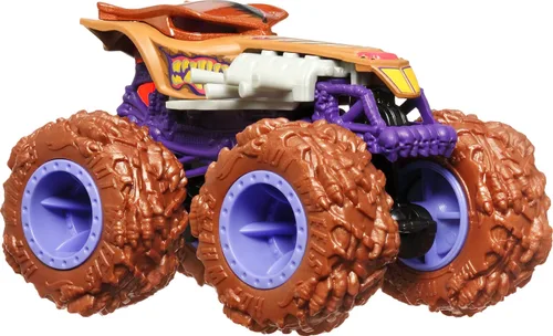 Miniatura 4 de Hot Wheels Monster Trucks - Juego de 4 juguetes, paquete de 4 vehículos Fang Frenzy a escala 1:64, ruedas gigantes, personajes favoritos