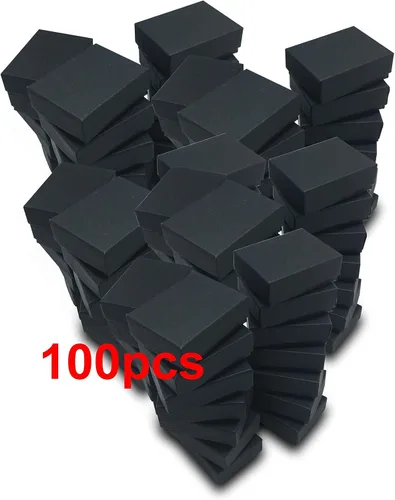 Miniatura 28 de TheDisplayGuys - Paquete de 25 cajas de cartón rellenas de algodón #10 para joyas, color negro mate (1.9 x 1.3 x 0.7 pulgadas), para envío