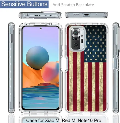 Miniatura 5 de Funda para teléfono Redmi Note 10 Pro 4G/Note 10 Pro Max con protector de pantalla de vidrio templado, lindo patrón de bandera transparente